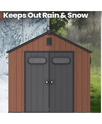 Pellebant All-Weather Waterproof Lockable Door Resin Outdoor Storage Shed with Window Vent Floor for Patio Furniture and Tools