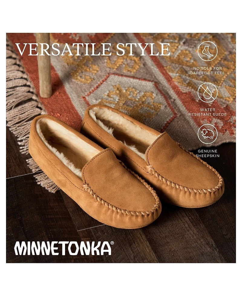 Minnetonka Men's Suede Sheepskin Soft Leather Sole Slippers
