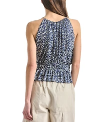 Derek Lam 10 Crosby Women's Avery Floral Print Smocked Sleeveless Top