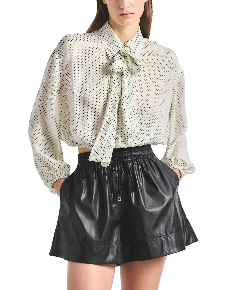 Derek Lam 10 Crosby Women's Emily Baby Dot Print Georgette Tie-Neck Blouse