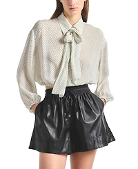 Derek Lam 10 Crosby Women's Emily Baby Dot Print Georgette Tie-Neck Blouse