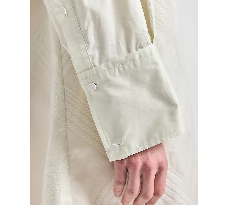 Derek Lam 10 Crosby Women's Piper Embroidered Point Collar Shirtdress