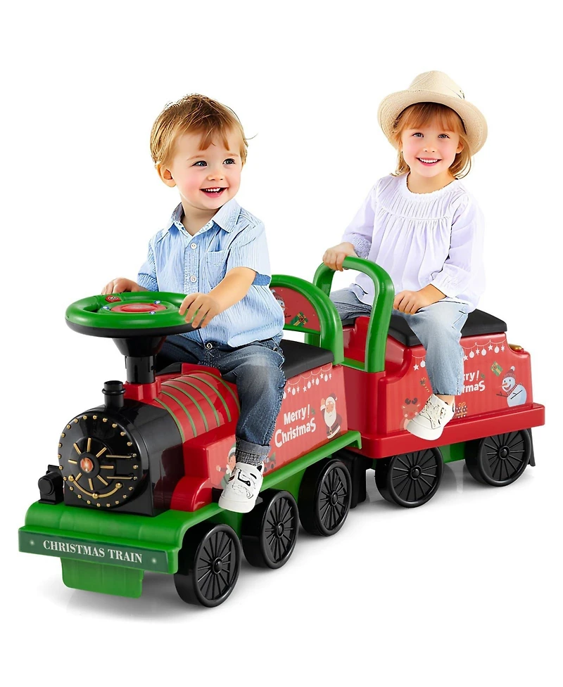 Mecale 6V Ride on Train 2-Seater with Carriage and Flashing Led Lights