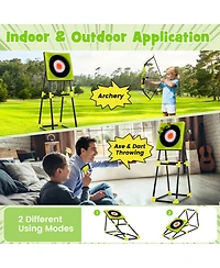 Sugift 4-in-1 Kids Axe Throwing Game Set with Bristle Target, Axes, Darts and Bow, Indoor Outdoor, Ages 8