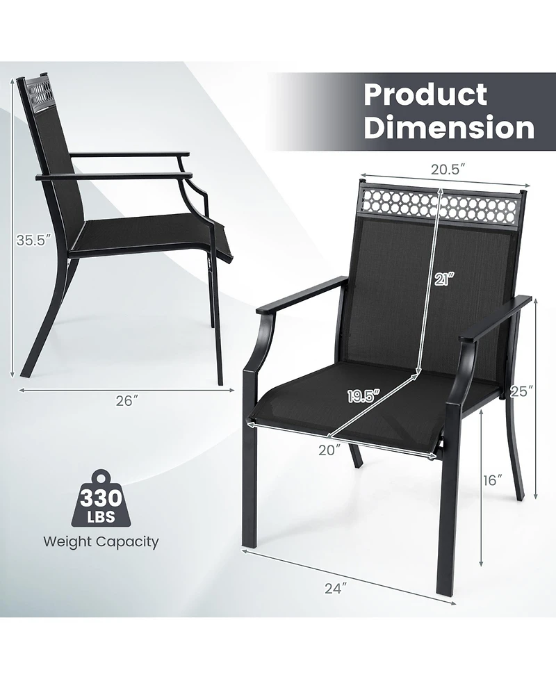 Gymax 4 Piece Patio Chairs with All Weather Breathable Fabric High Backrest