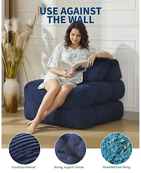 homfan Single Folding Sofa Bed - Sleeper Chair with Floor Lounger and Pillow, Portable Fold Out Couch Bed for Living Room or Ottoman