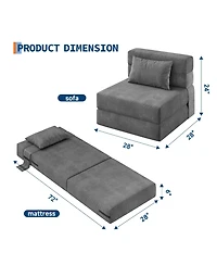 homfan 4-in-1 Folding Sofa Bed - Convertible Sleeper Chair with Pillow, Portable Fold Out Couch Bed for Living Room or Bedroom