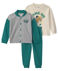 Carter's Toddler Boys' Varsity French Terry Long-Sleeve Top, Jacket and Pants, 3-Piece Set