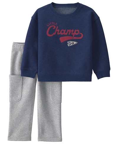 Carter's Toddler Boys' 2T-5T Little Champ Football Fleece Sweatshirt and Pants, 2-Piece Set