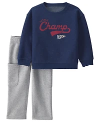 Carter's Toddler Boys' 2T-5T Little Champ Football Fleece Sweatshirt and Pants, 2-Piece Set
