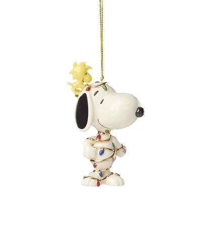 Lenox Snoopy Tangled in Lights Ornament