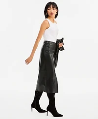 I.n.c. International Concepts Women's High-Waisted Front Slit Faux-Leather Pencil Midi Skirt, Macy's Exclusive