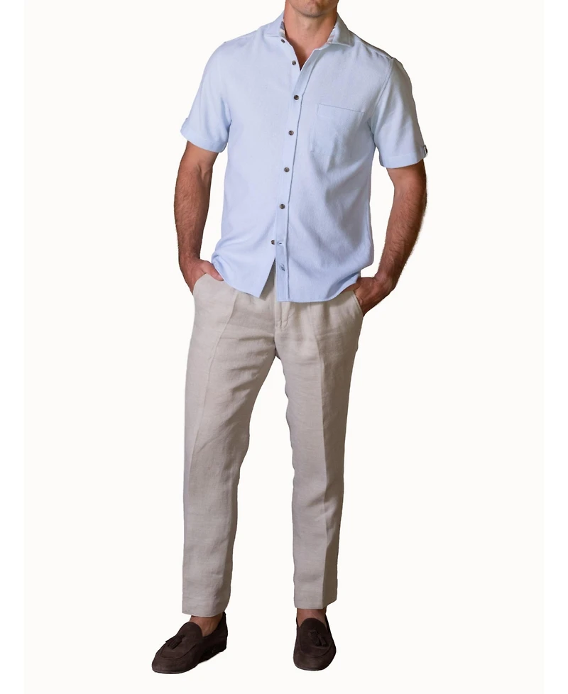 Koy Clothing Men's Cotton Short Sleeve Sack Weave Shirt