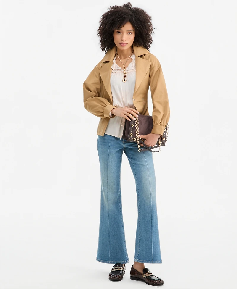 I.n.c. International Concepts Women's Belted Khaki Trench Double-Breasted Jacket, Macy's Exclusive