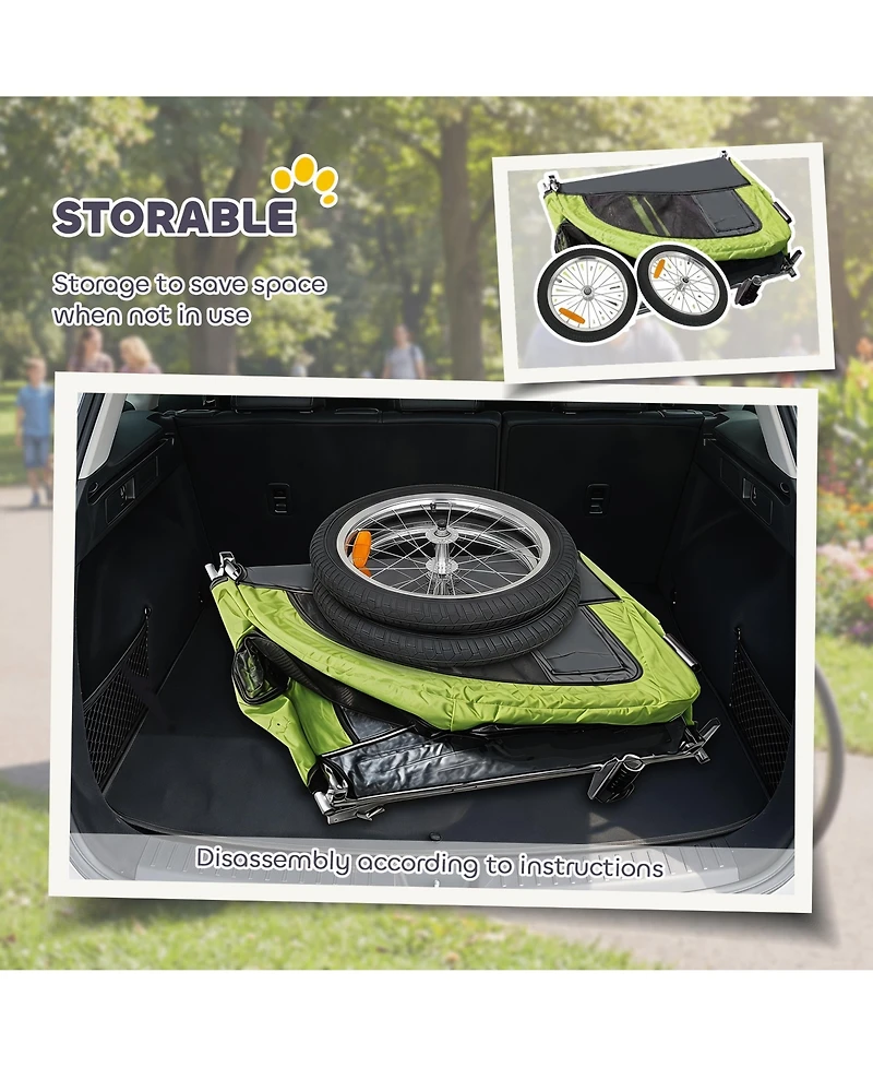 Aosom Pet Stroller with Canopy Storage Pockets Adjustable Handlebar, Green