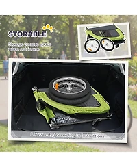 Aosom Pet Stroller with Canopy Storage Pockets Adjustable Handlebar, Green