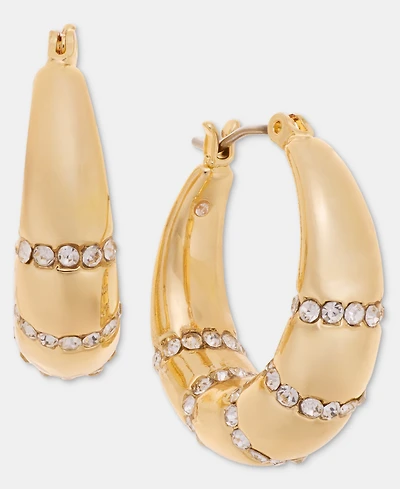 I.n.c. International Concepts Small Pave Stripe Hoop Earrings, 0.91", Macy's Exclusive