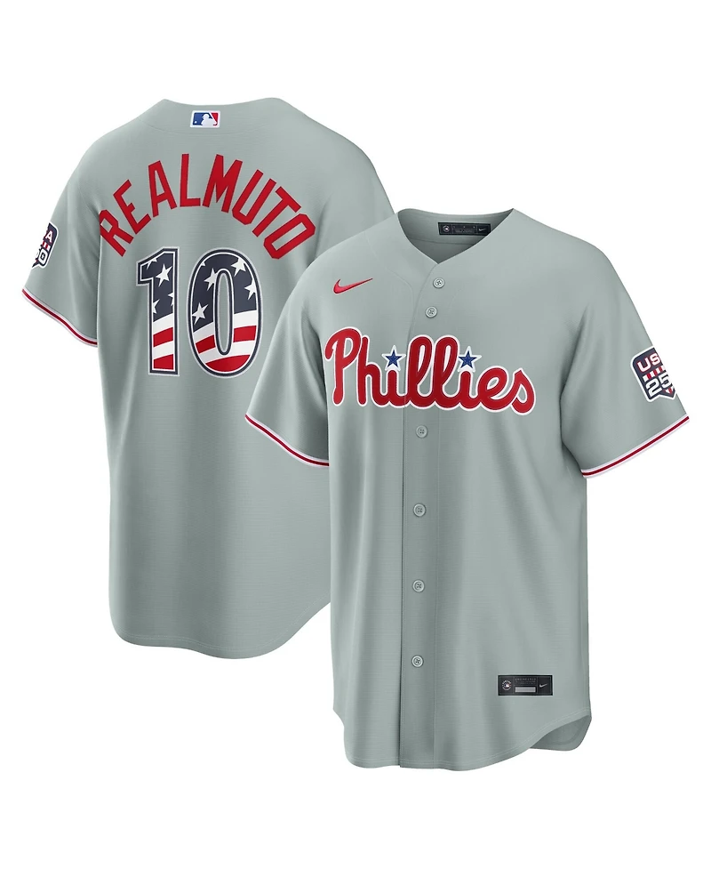 Nike Men's J.t. Realmuto Gray Philadelphia Phillies Usa 250 Fourth of July Stadium Jersey