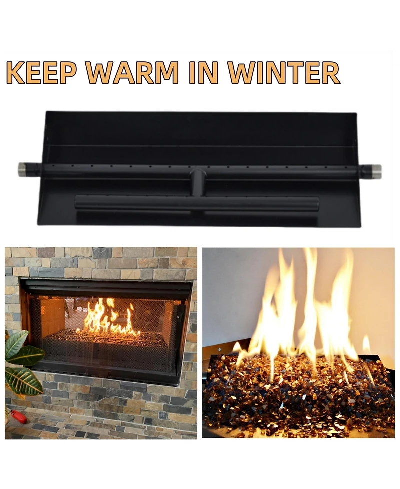 homfan 60000 Btu Powder-Coated Steel Drop-In Fire Pit Burner Pan, Dual Fuel Natural Gas and Propane Insert Kit