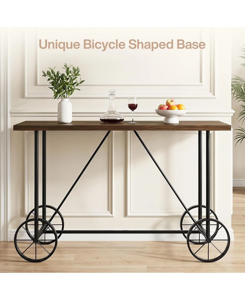 Tribesigns 63-Inch Long Bar Table, Counter Bar Height Table with Bicycle-Style Metal Base, Industrial Rectangular Hightop Bar Pub