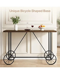 Tribesigns 63-Inch Long Bar Table, Counter Bar Height Table with Bicycle-Style Metal Base, Industrial Rectangular Hightop Bar Pub
