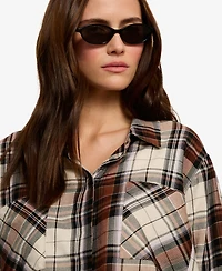 Sanctuary Women's Long-Sleeve Plaid Button-Up Shirt