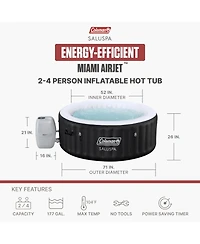 Coleman Miami 2-4 Person AirJet Inflatable Hot Tub with Cover, 71"x26