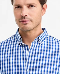 Club Room Men's Long-Sleeve Gingham Cotton Poplin Shirt, Macy's Exclusive