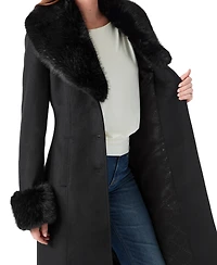Guess Women's Faux-Fur Trimmed Coat