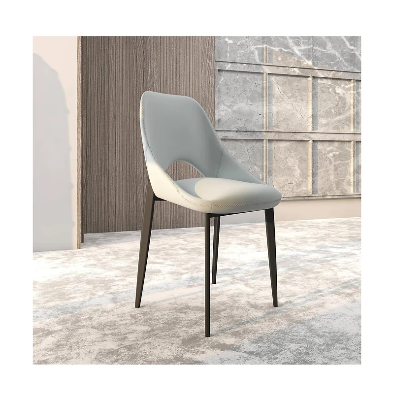 LeisureMod Amalfi Upholstered Fabric Dining Chair Set of 2 Modern Side Chair with Iron Legs, Mid-Century Accent Chair for Dining Room or Kitchen