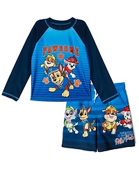 Paw Patrol Boys Swimwear 2-Piece Rash Guard and Trunks Set