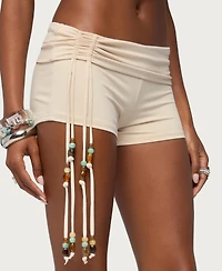 Edikted Women's Thia Ruched Bead Foldover Shorts