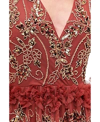 Beauut Women's Embellished Sequins Maxi Ruffle Dress