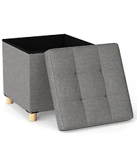sumyeg 18-Inch Storage Ottoman with Rubber Wood Legs for Living Room or Bedroom