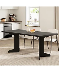 homfan 71" Large Dining Table for 6 to 8 People, Modern Dinner with Unique Wooden Legs, Rectangle Kitchen, Room