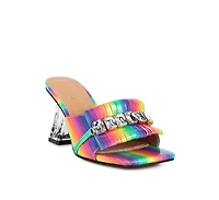 Women's Deeba Diamante Embellishment Clear Spool Heel Sandals