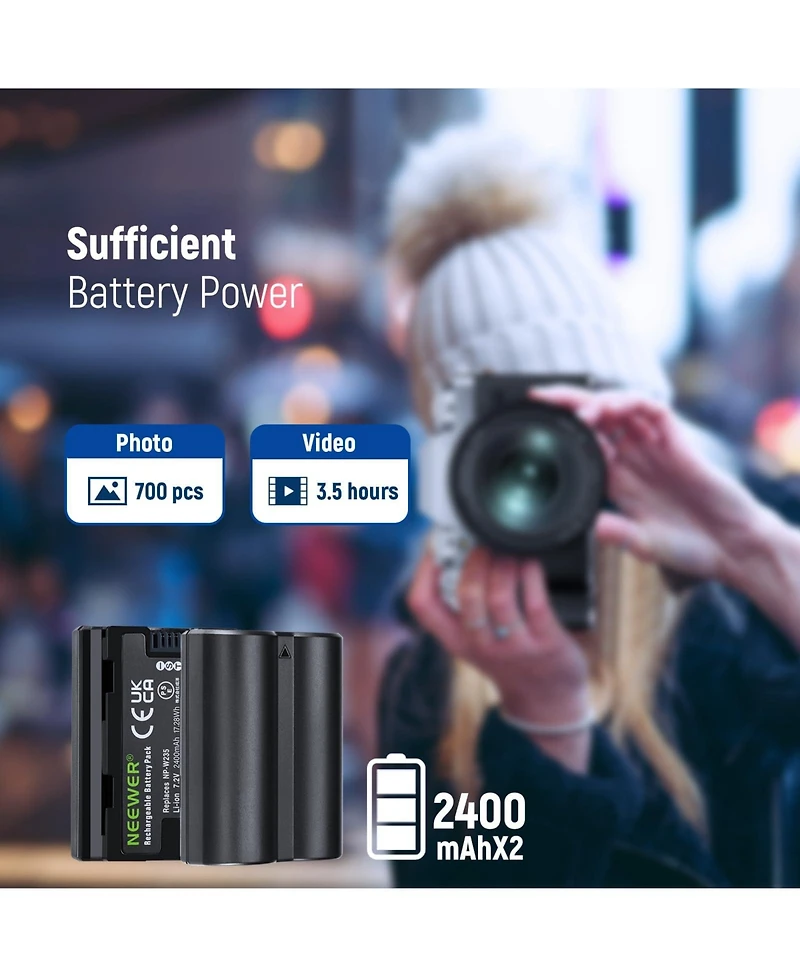 Neewer Np-W235 Camera Battery and Charging Accessory with 2400mAh for Fujifilm X-T5 X-T4 Gfx 100S X-H2S X-S20 Gfx