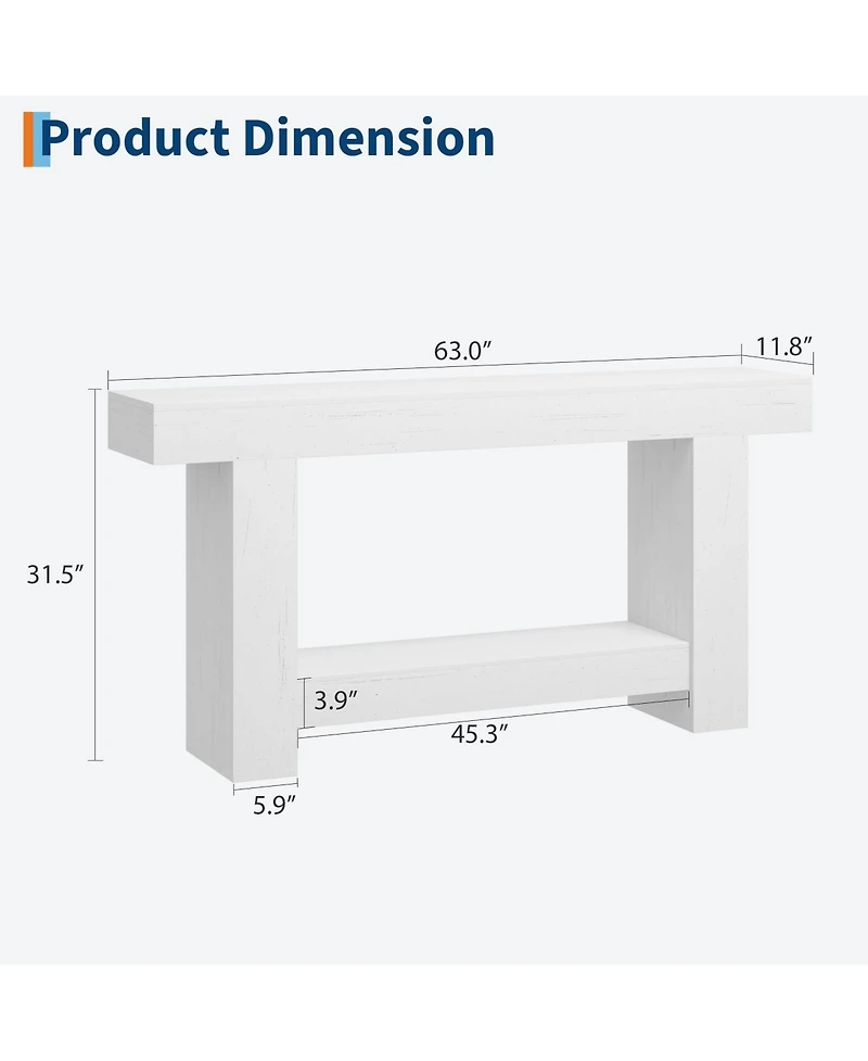 homfan Console Table with Lower Shelf for Entryway, Hallway or Living Room, Long Sofa Table with Storage, Multiple Finishes