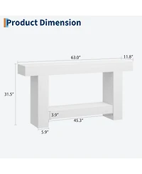 homfan Console Table with Lower Shelf for Entryway, Hallway or Living Room, Long Sofa Table with Storage, Multiple Finishes
