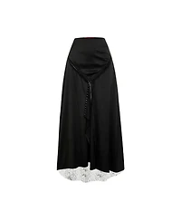 Pcfg Women's The Party Edit Slit Lace Panel Satin Maxi Skirt