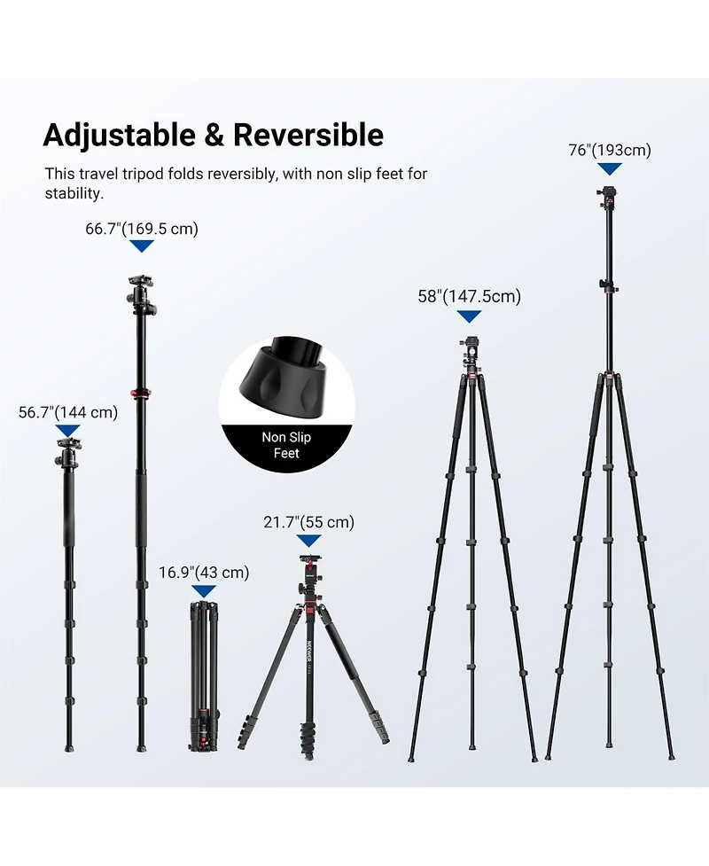 Neewer TP014 Camera Tripod with 76 Inch, 17.6 lb