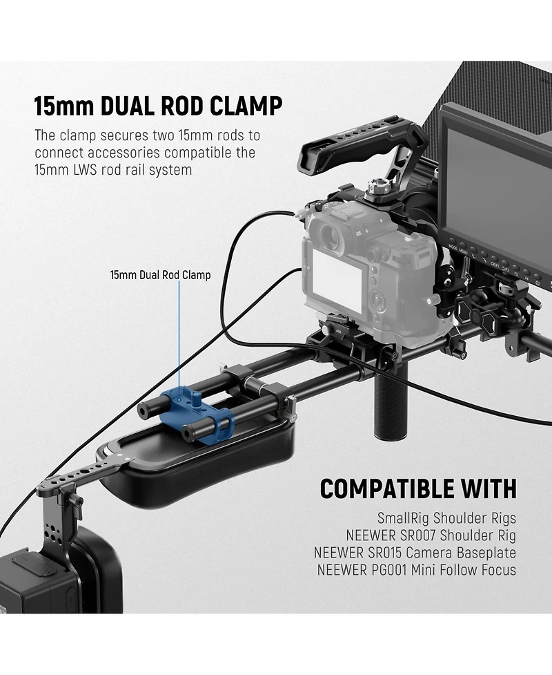 Neewer SR016 Camera Mounting Accessory for SmallRig Neewer 15mm Rod Rail System Video Rigs