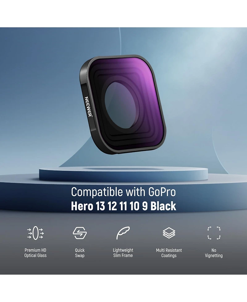 Neewer Fl-GP13 Camera Lens Accessory with ND8, ND16, ND32 for GoPro Hero 13 12 11 10 9