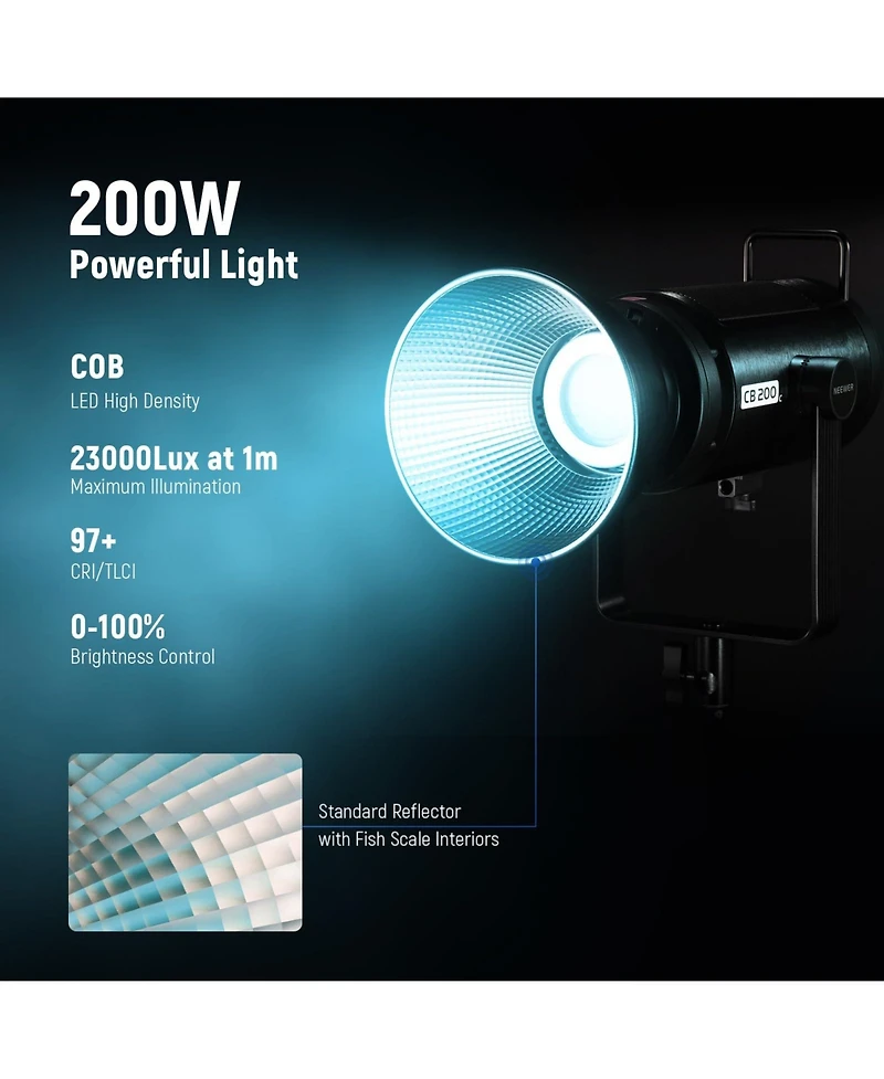 Neewer CB200C Led Video Light with 200W, 23000lux, 2500K-7500K