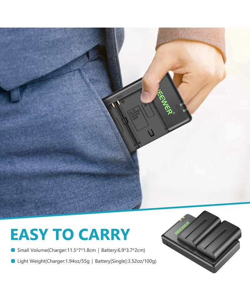 Neewer Np-F550 Camera Battery and Charging Accessory for select Sony Np-f-series devices