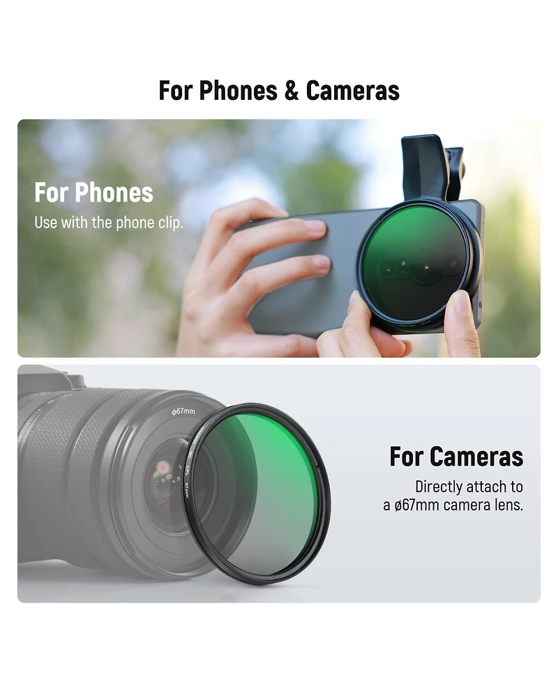 Neewer Fl-B19 Camera Lens Accessory with Cpl for Android Samsung Galaxy S25 Ultra Google Pixel Huawei