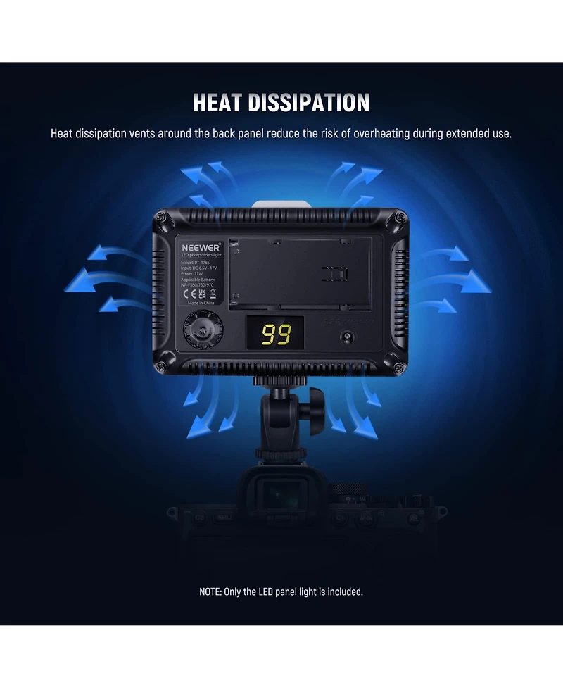 Neewer Led Video Light with 176 Led, 5600K for select Canon, Nikon and Sony cameras