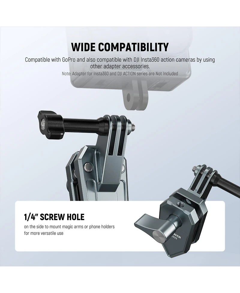 Neewer AC032 Camera Mounting Accessory for select GoPro, Dji and Insta360 action cameras