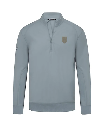 LevelWear Men's Gray Usmnt Copper Upright Quarter-Zip Tri-Blend Fleece