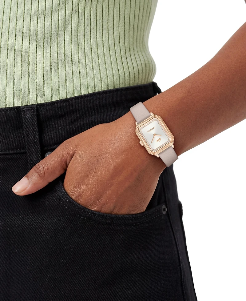 Lacoste Women's Quartz Parisienne Cream Leather Strap Watch 22.8mm